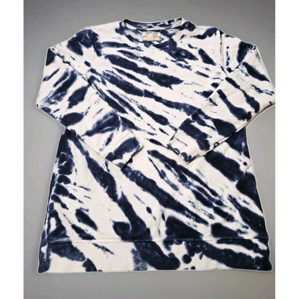 Lands End Womens Tie‎ Dye Sweater Blue/White Size Small Long Sleeved Pullover